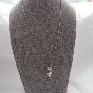 Silver Sterling Cubic Zirconia Pendant; 18.5" Box Chain Necklace